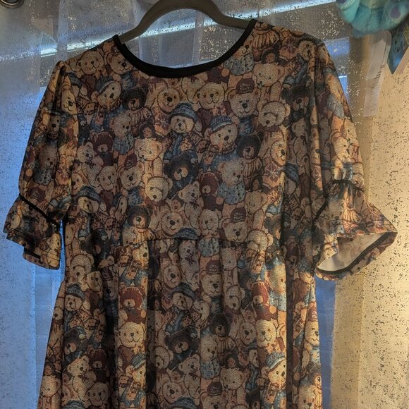 Teddy Bear Babydoll Mini Dress 8 - Picture 1 of 11